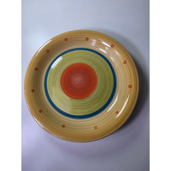 GIBSON Yellow Green Southwest Stoneware Heavy 10.5" Dinner Plates Set of 2 - Picture 2 of 7